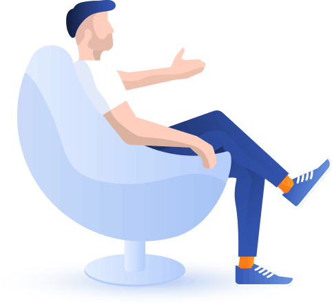 Boy sitting with device